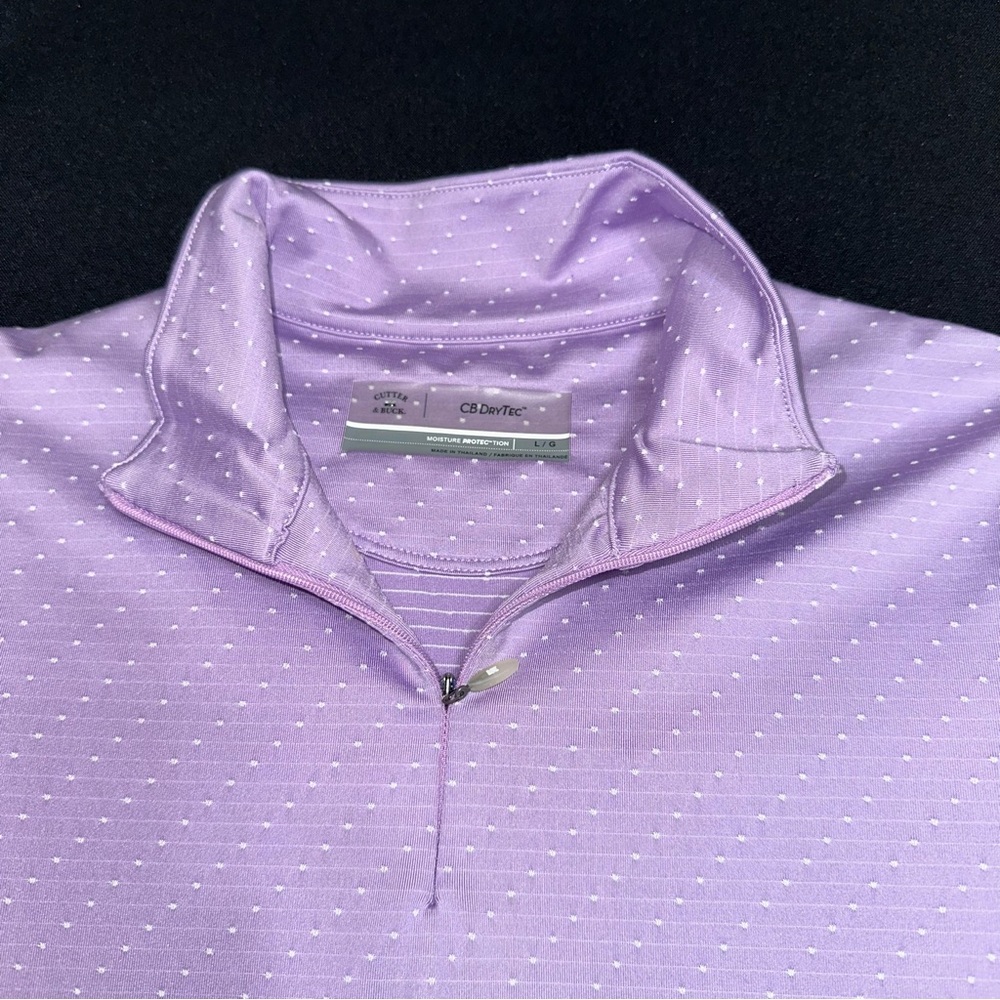 Cutter & Buck Lavender and white Quarter-Zip Polo golf shirt Ladies size Large - Picture 3 of 9